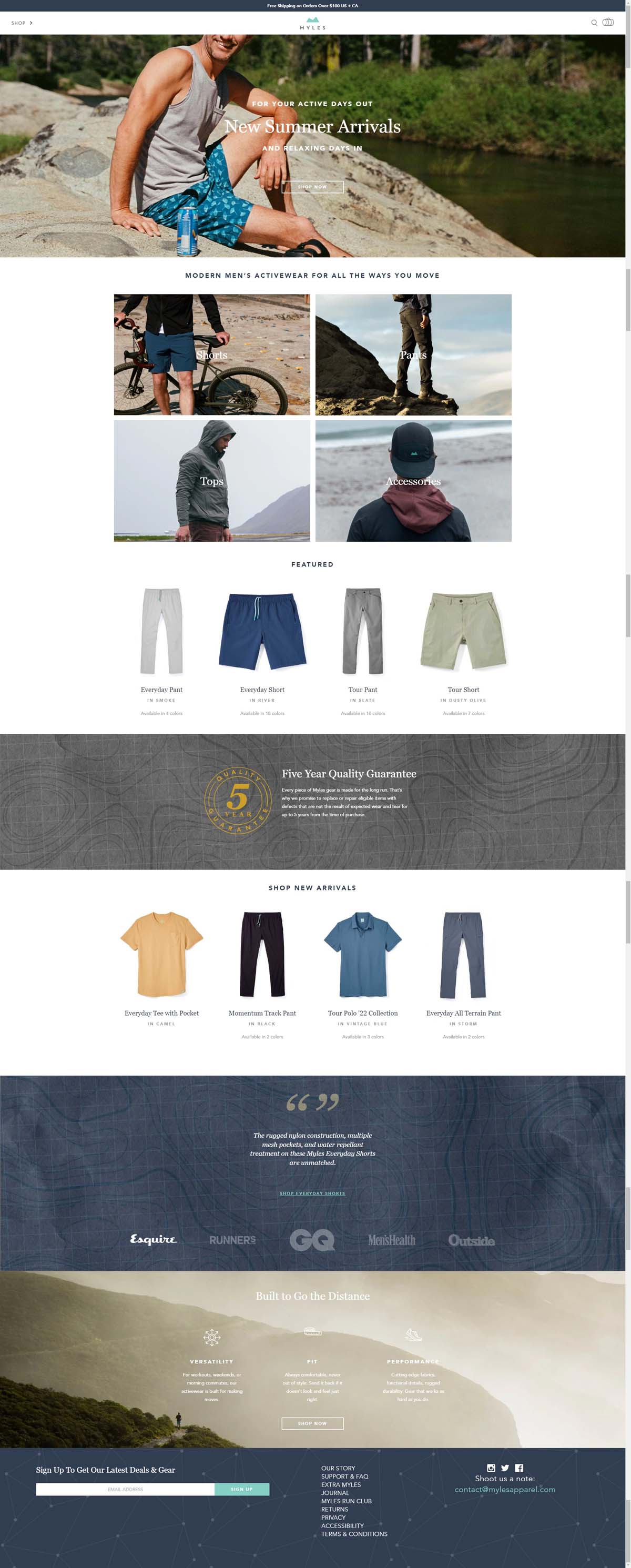 eCommerce website: Myles Apparel