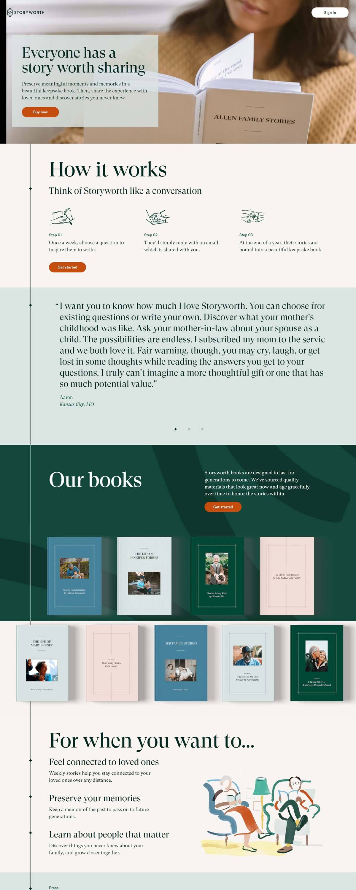 eCommerce website: Storyworth