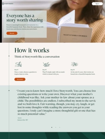 eCommerce website: Storyworth