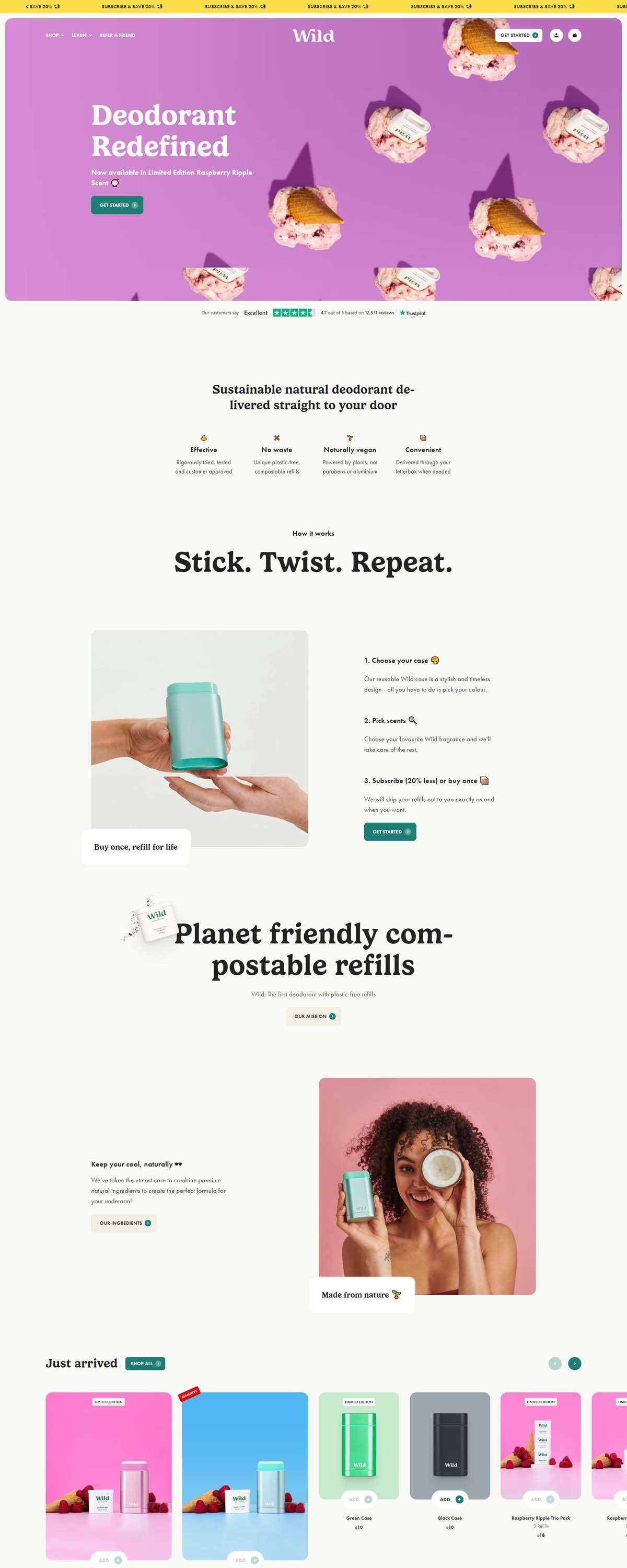 eCommerce website: Wild