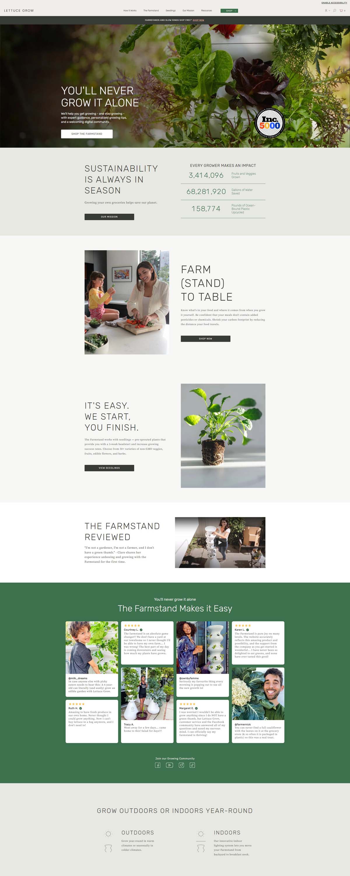 eCommerce website: Lettuce Grow