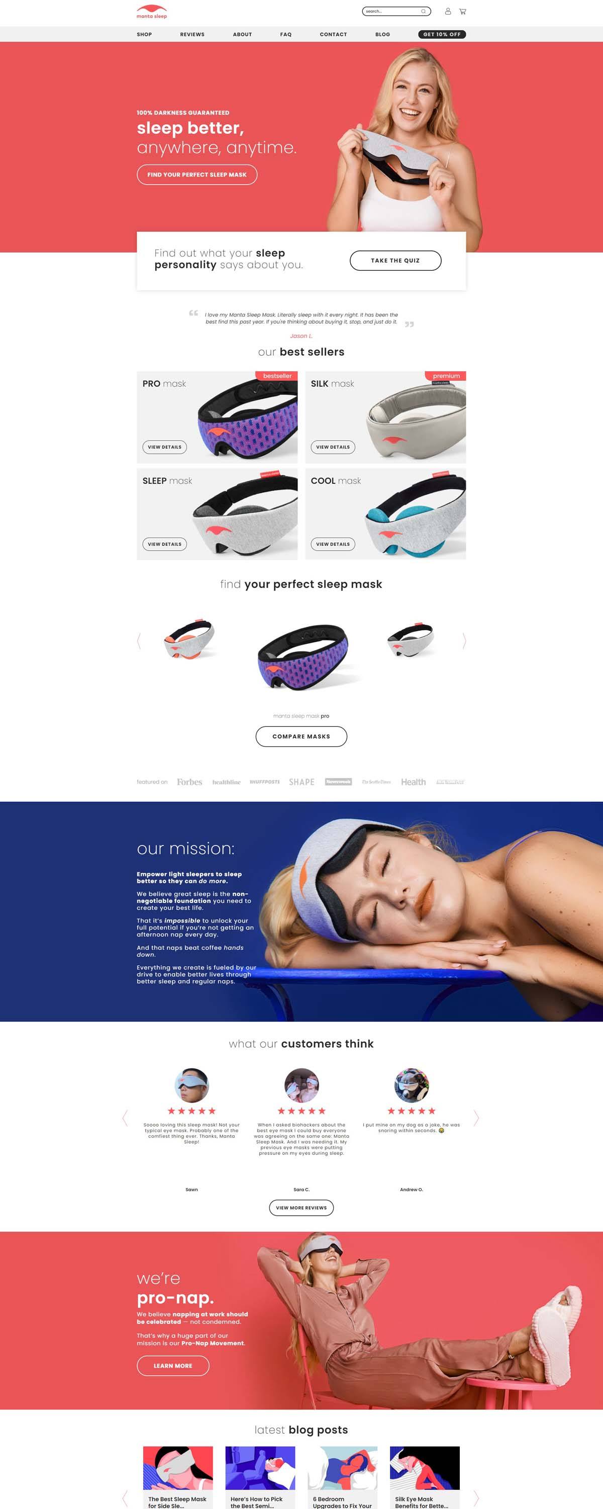 eCommerce website: Manta Sleep