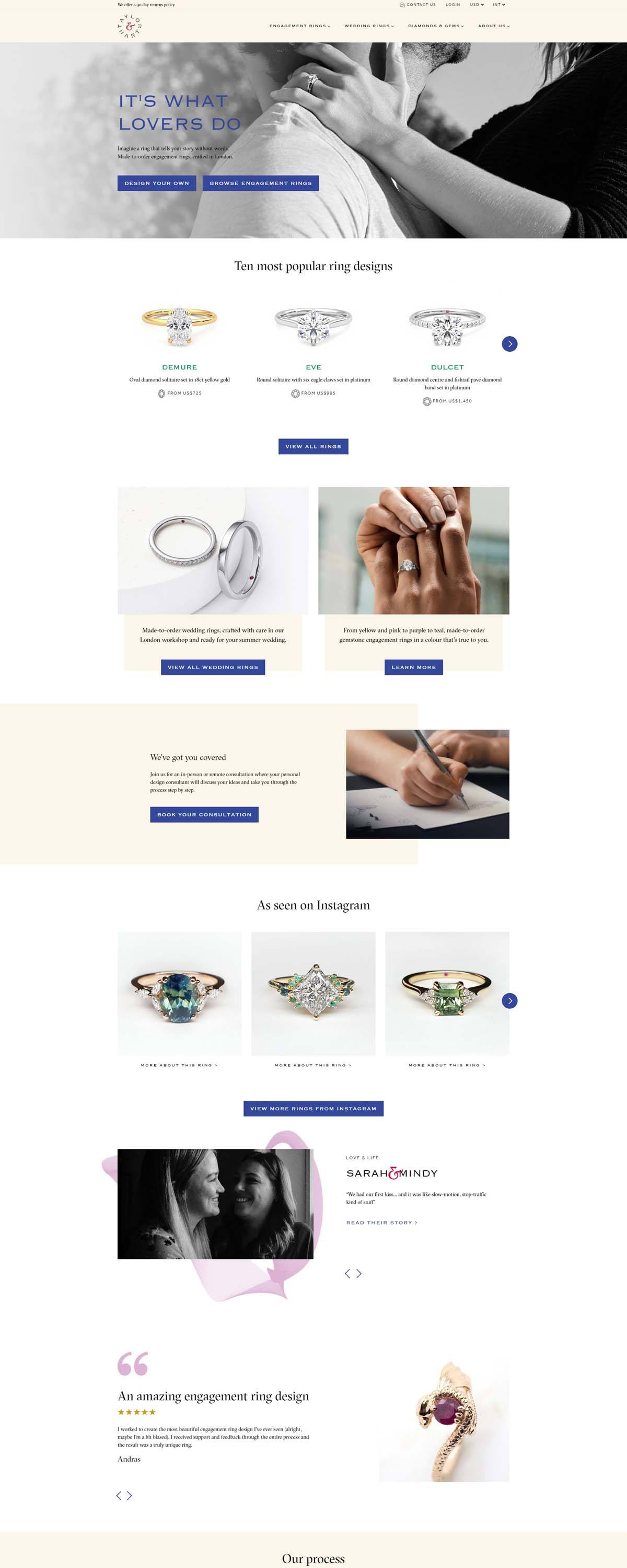 eCommerce website: Taylor & Hart