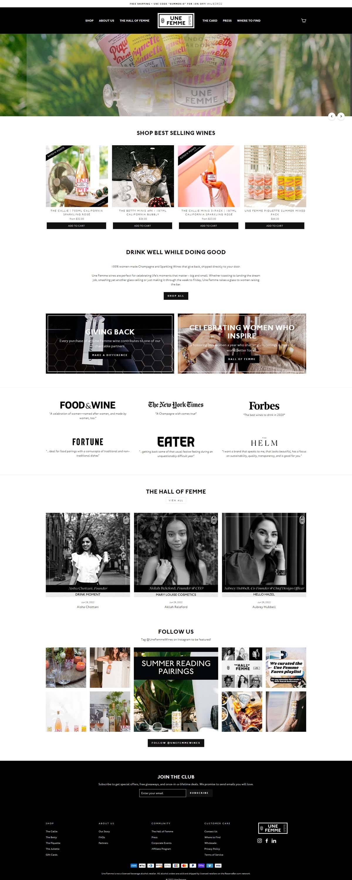 eCommerce website: Une Femme Wines