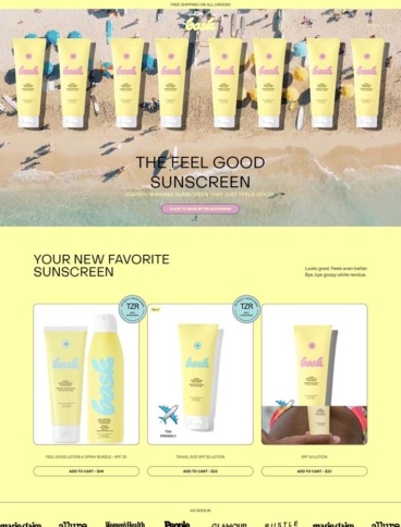 eCommerce website: Back Suncare