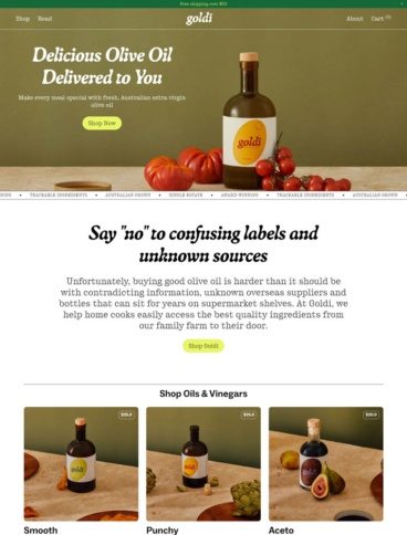 eCommerce website: Goldi