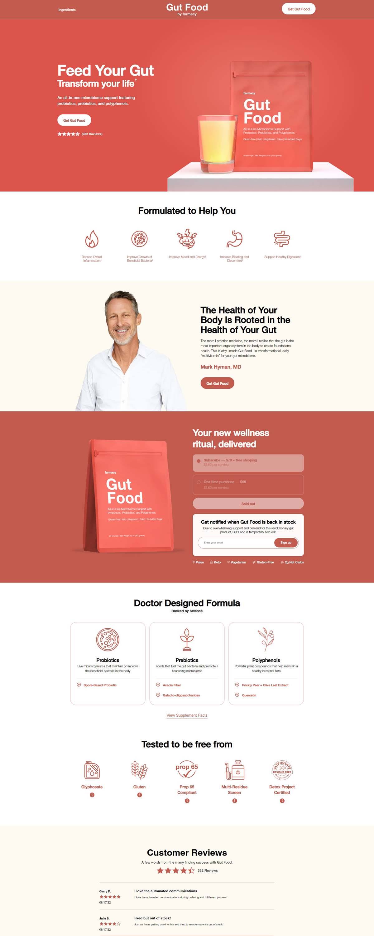 eCommerce website: Gut Food