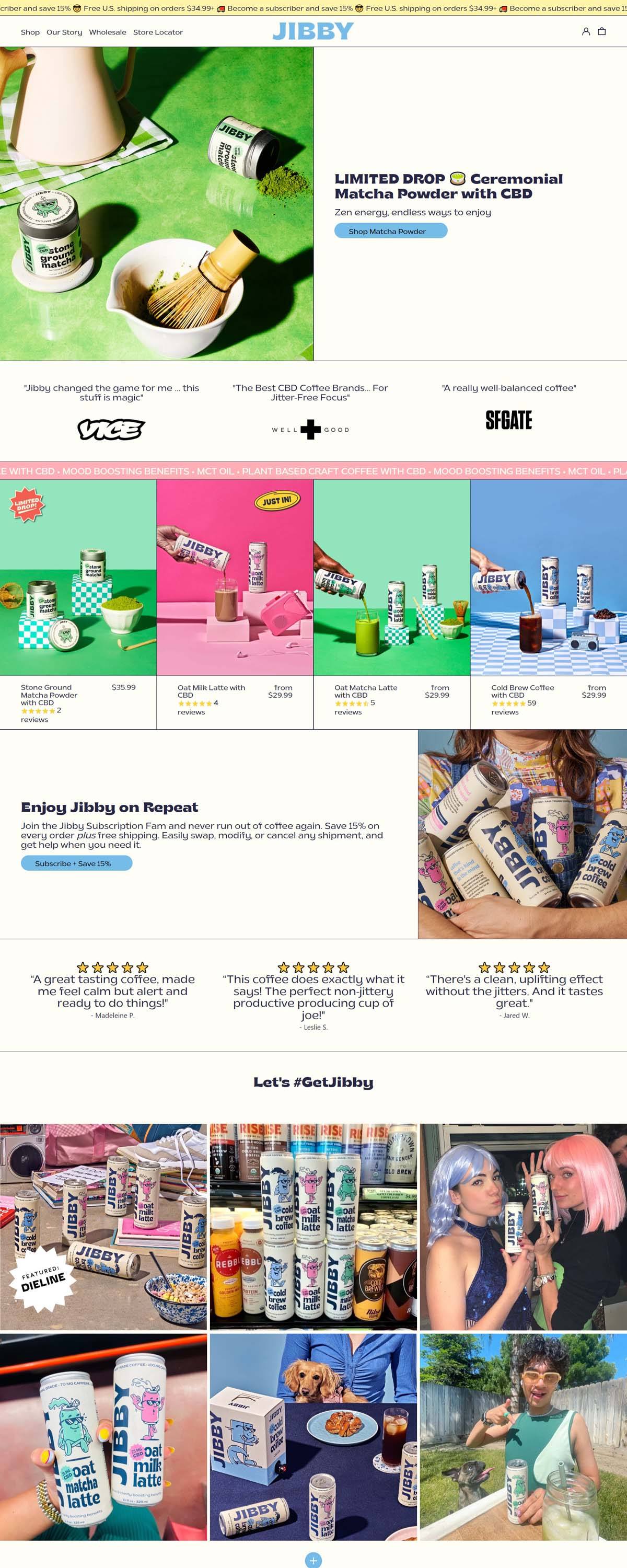 eCommerce website: Jibby Coffee