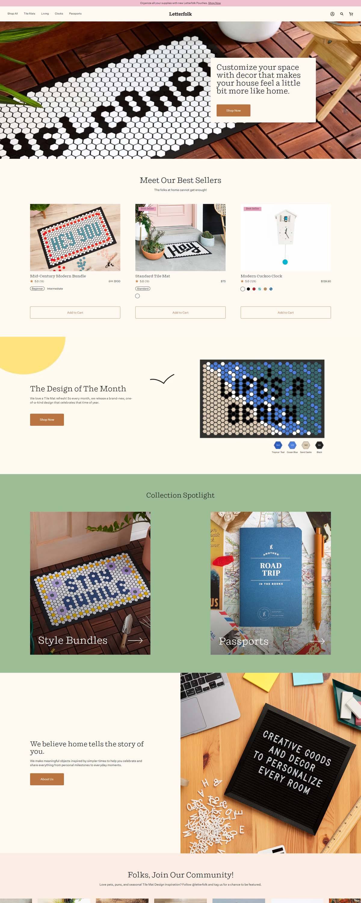 eCommerce website: Letterfolk