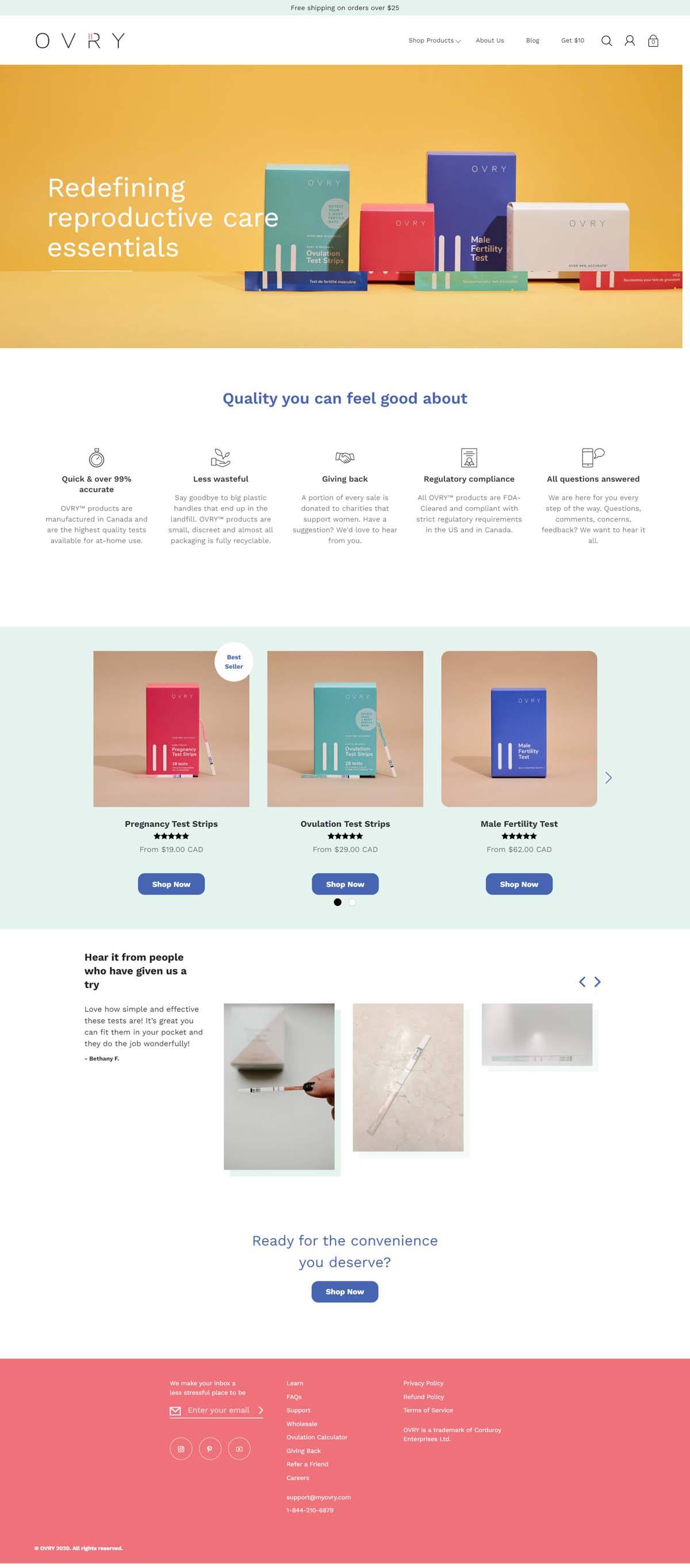 eCommerce website: OVRY
