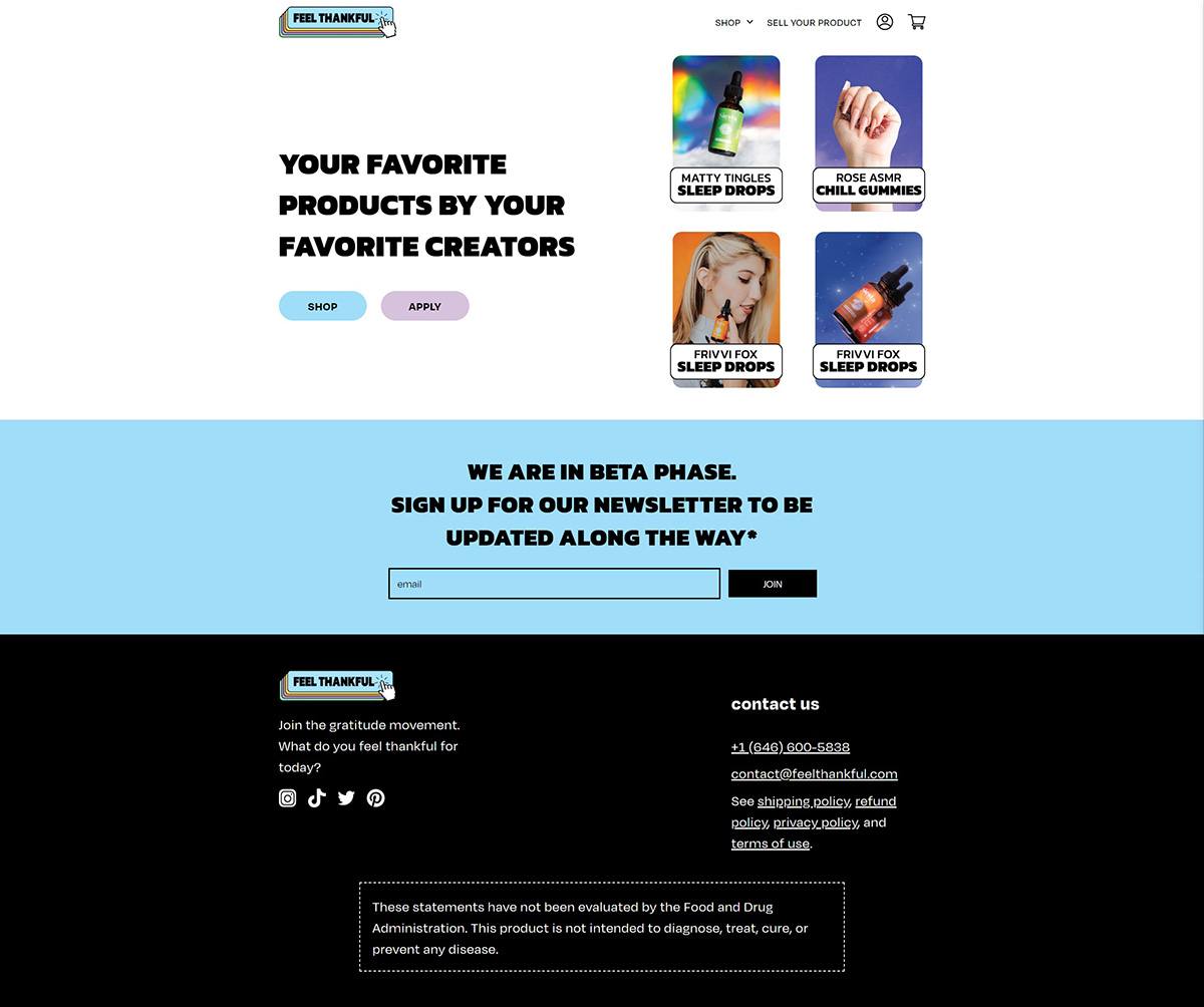 eCommerce website: Feel Thankful