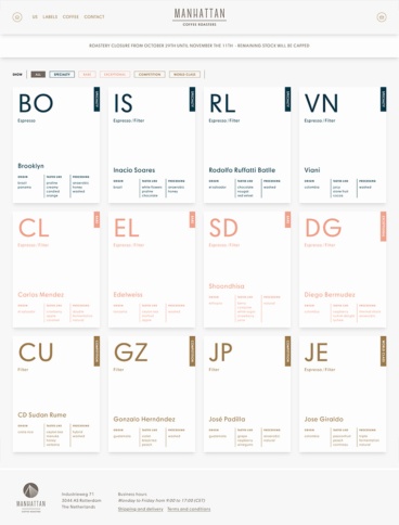 eCommerce website: Manhattan Coffee Roasters