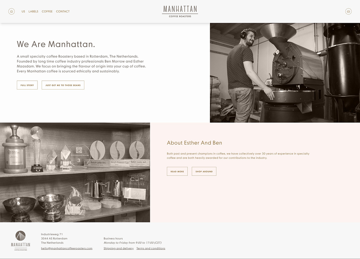 eCommerce website: Manhattan Coffee Roasters