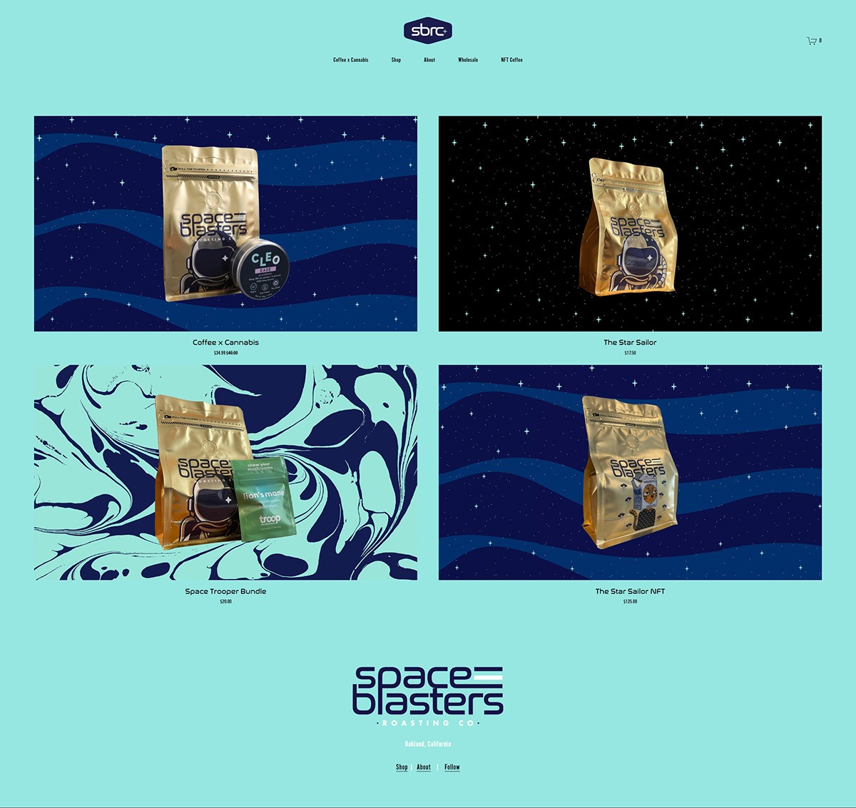 eCommerce website: Space Blasters Coffee