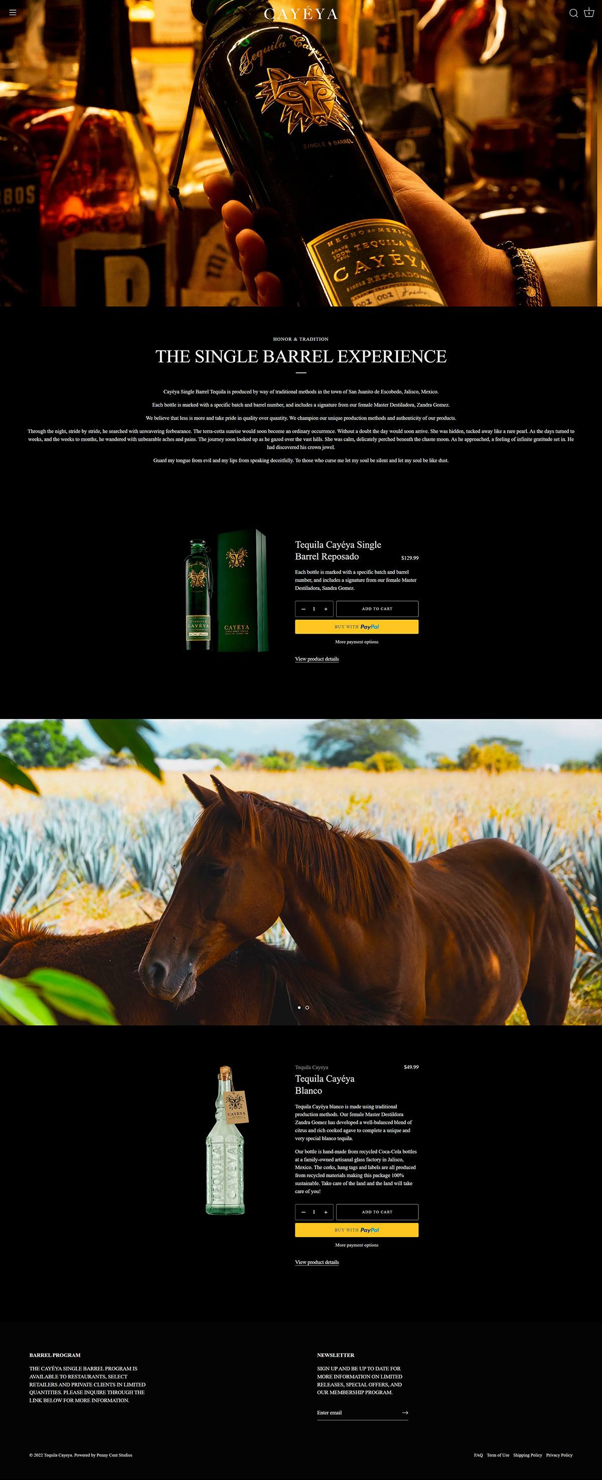 eCommerce website: Tequila Cayéya