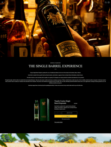 eCommerce website: Tequila Cayéya