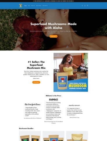 eCommerce website: Mālama Mushrooms