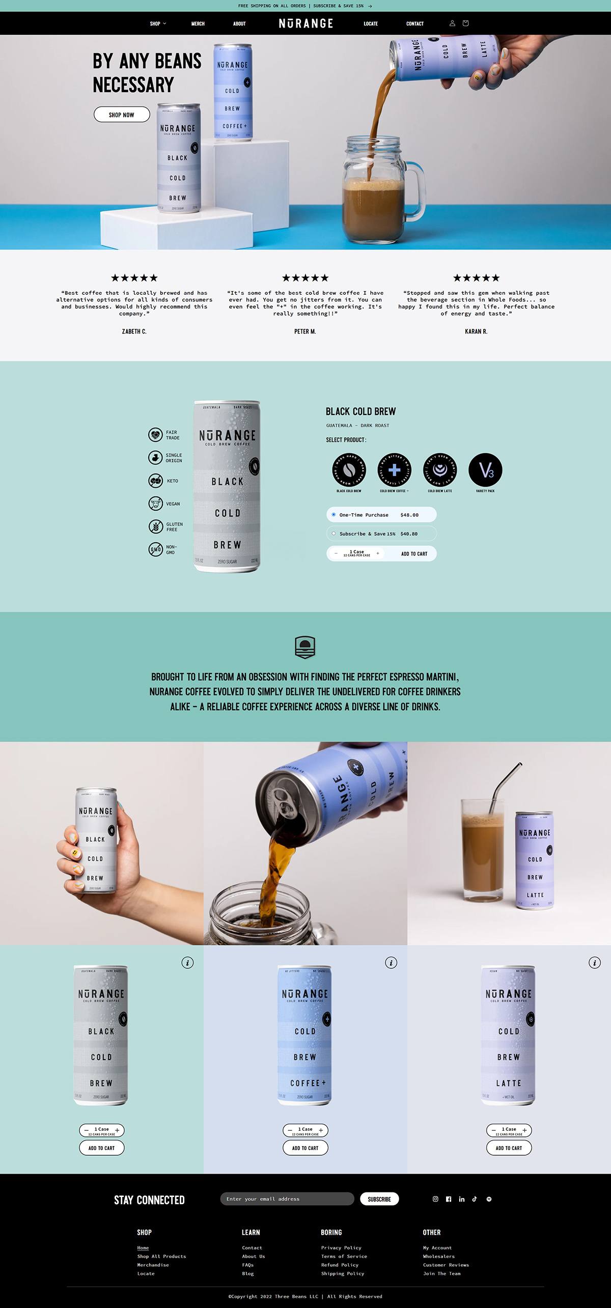 eCommerce website: NuRange Coffee