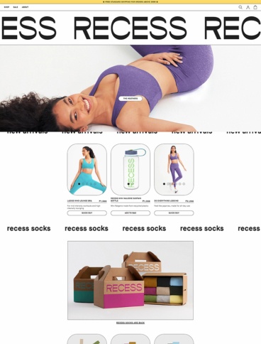 eCommerce website: Recess