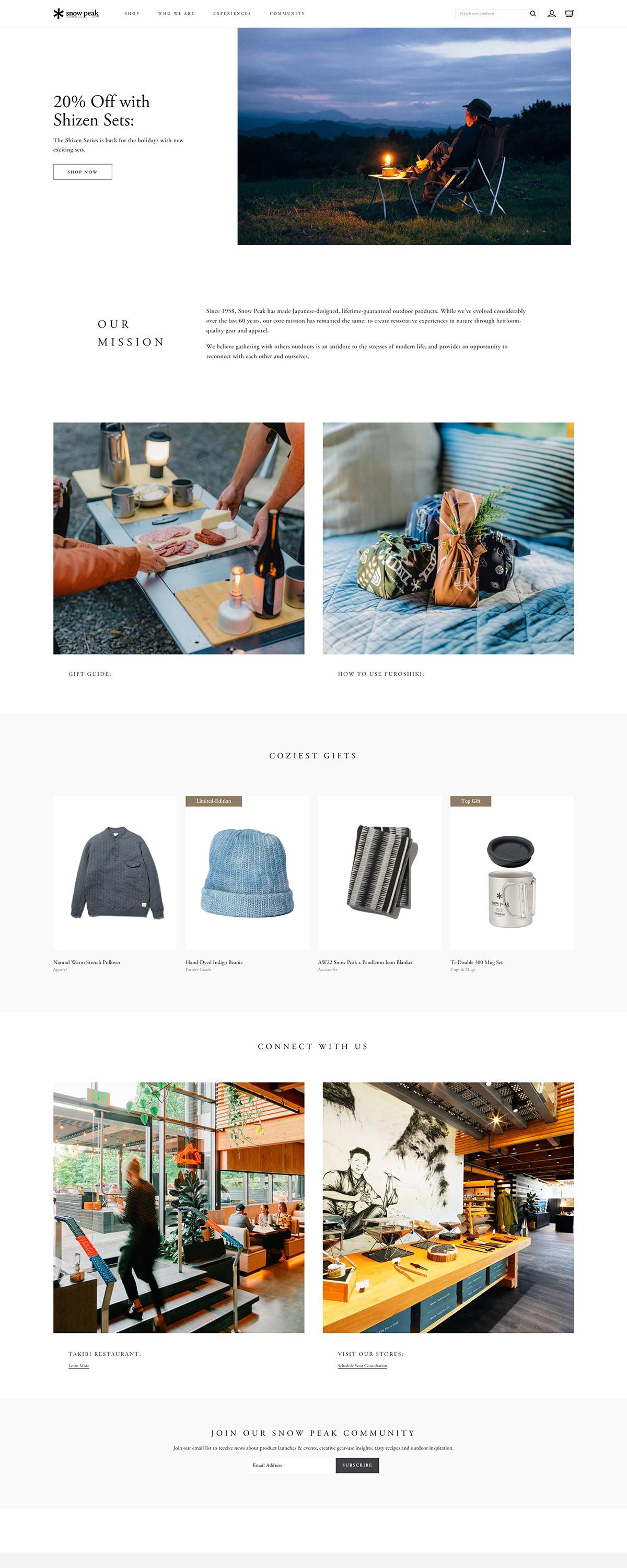 eCommerce website: Snow Peak