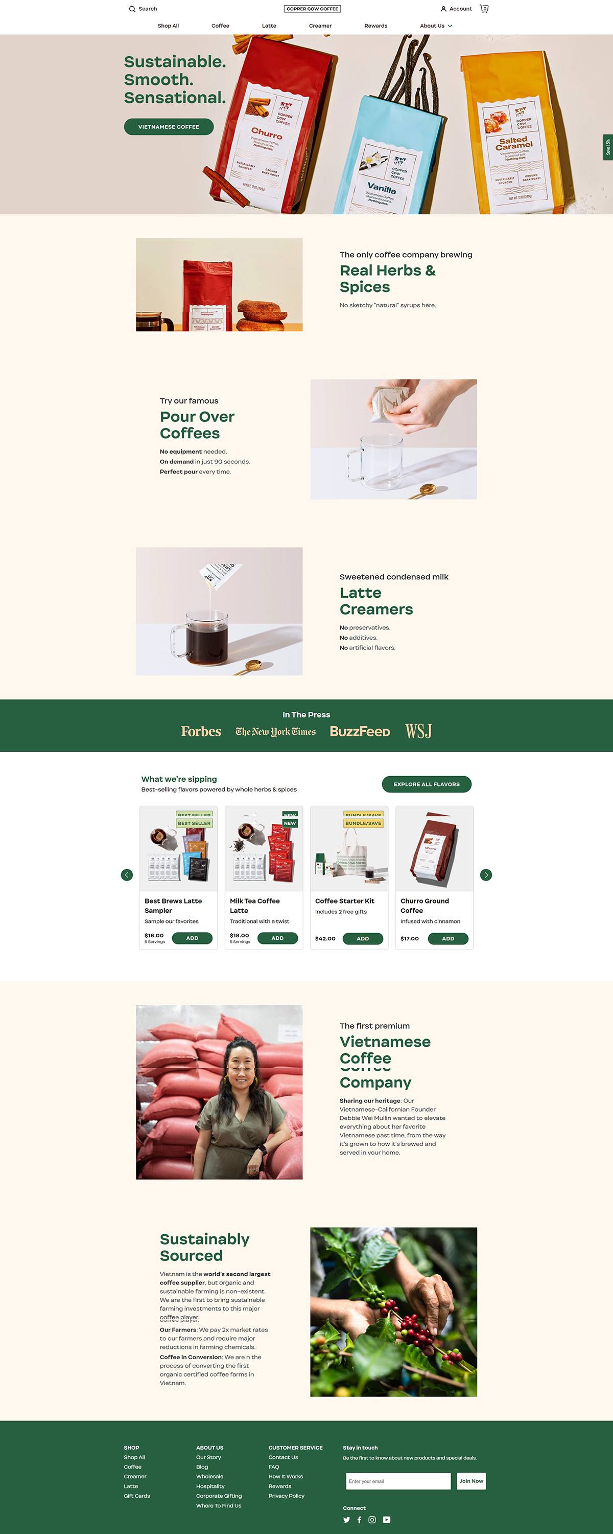 eCommerce website: Copper Cow Coffee