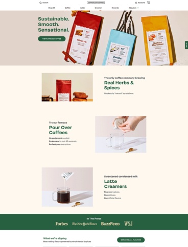 eCommerce website: Copper Cow Coffee