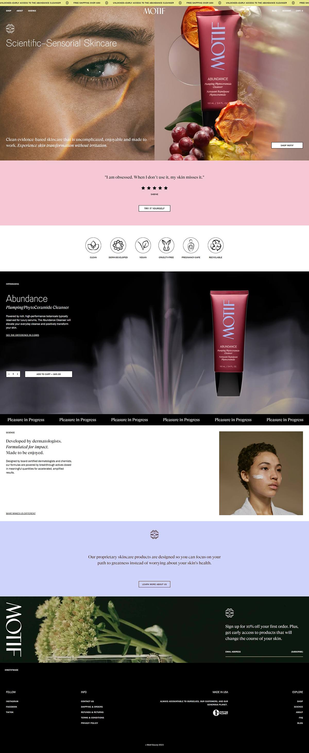 eCommerce website: Motif