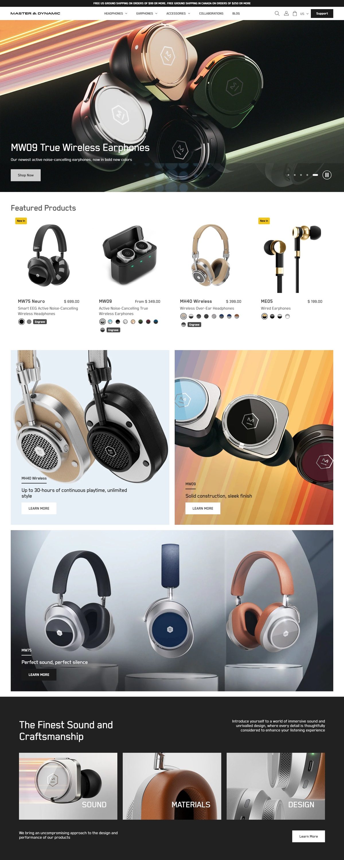 eCommerce website: Master & Dynamic