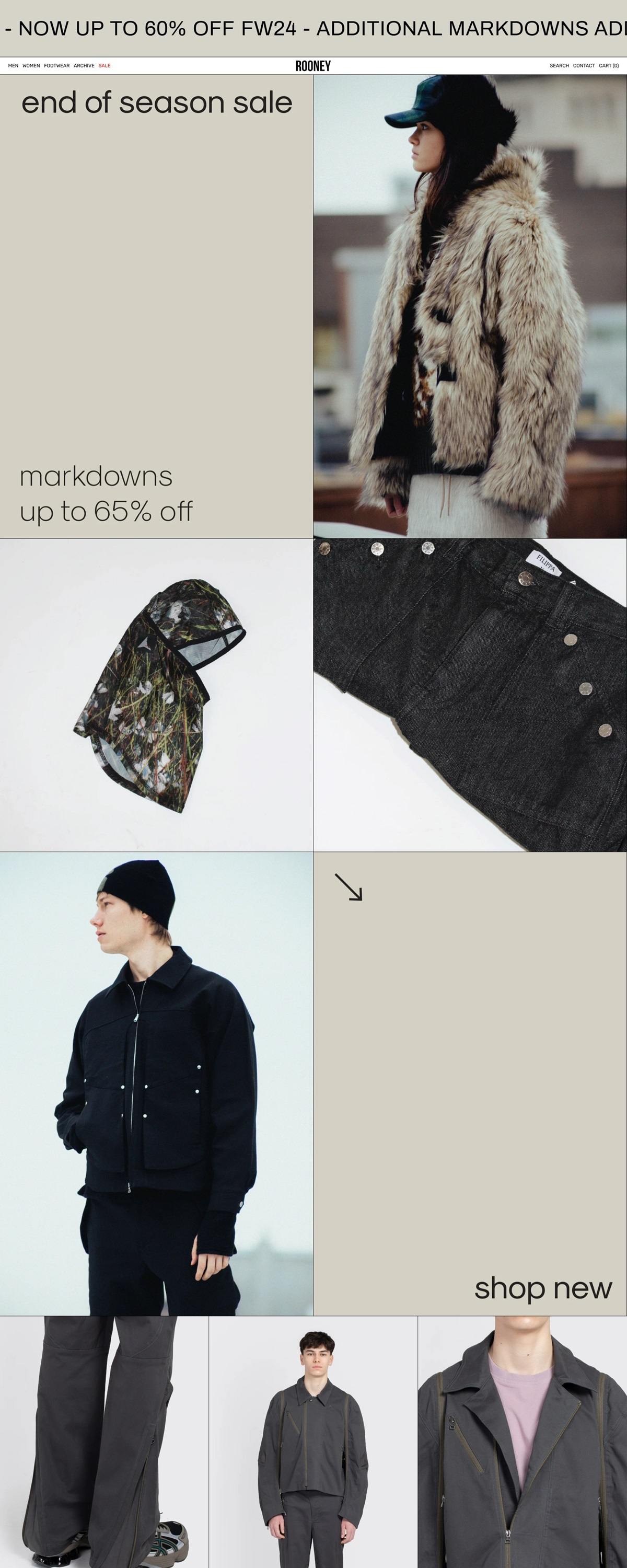 eCommerce website: Rooney