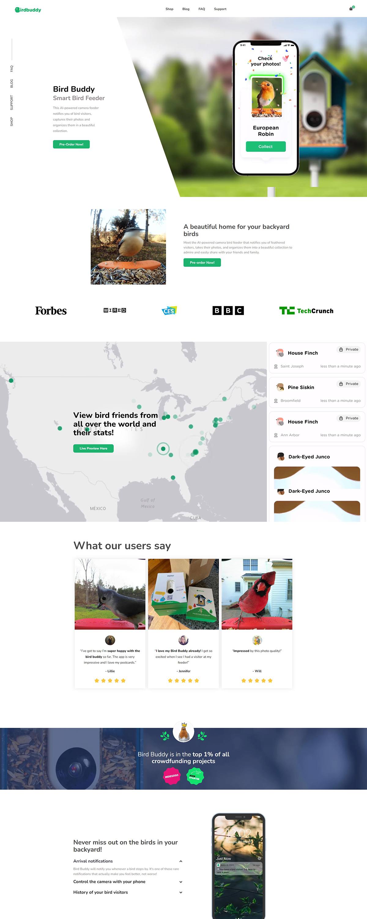 eCommerce website: Bird Buddy