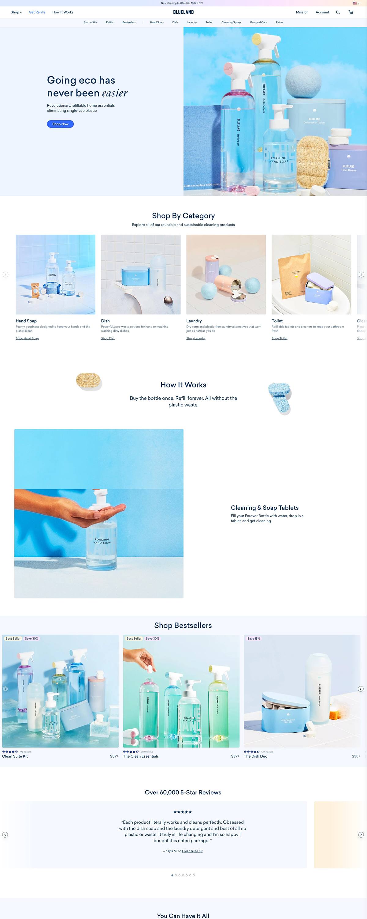 eCommerce website: Blueland