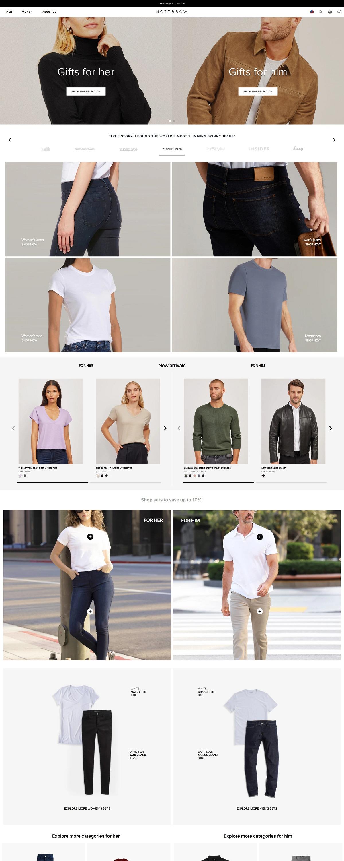 eCommerce website: Mott & Bow