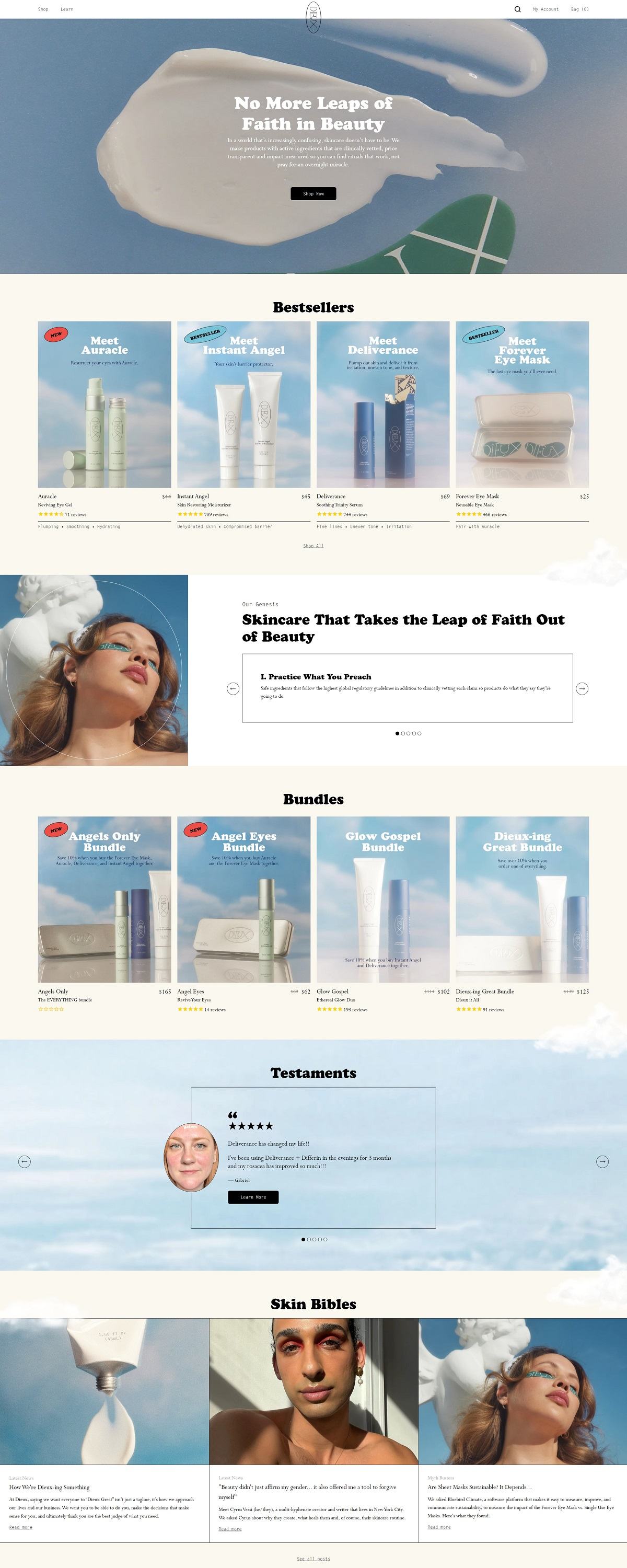 eCommerce website: Dieux