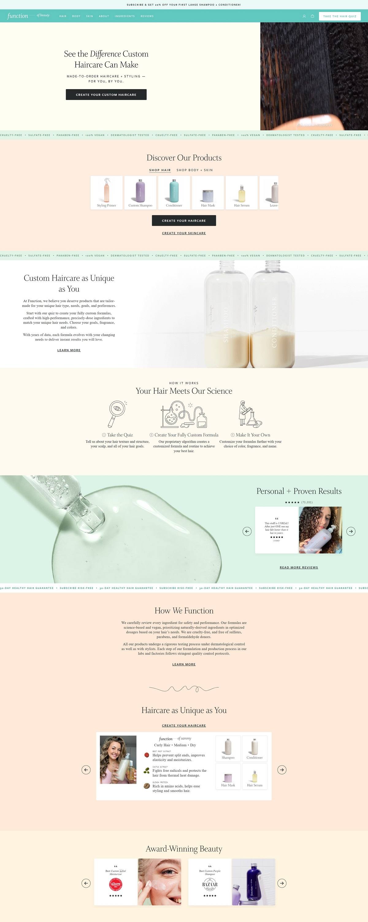 eCommerce website: Function of Beauty