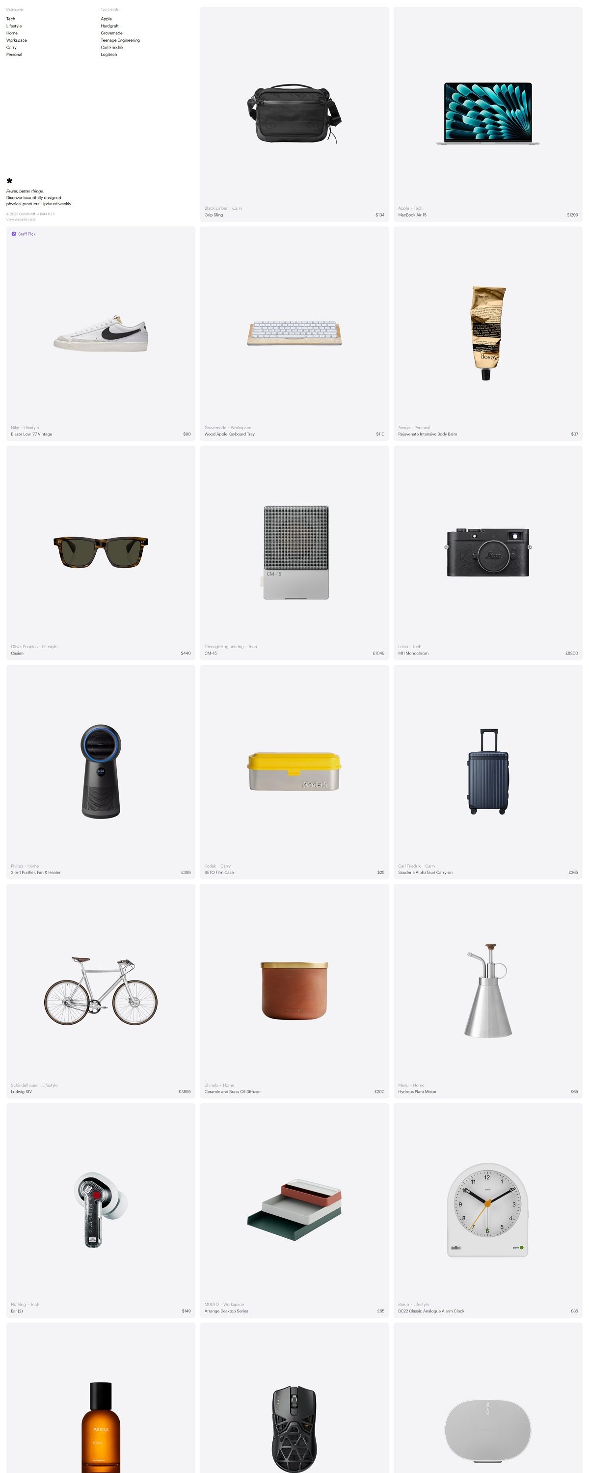 eCommerce website: Goods