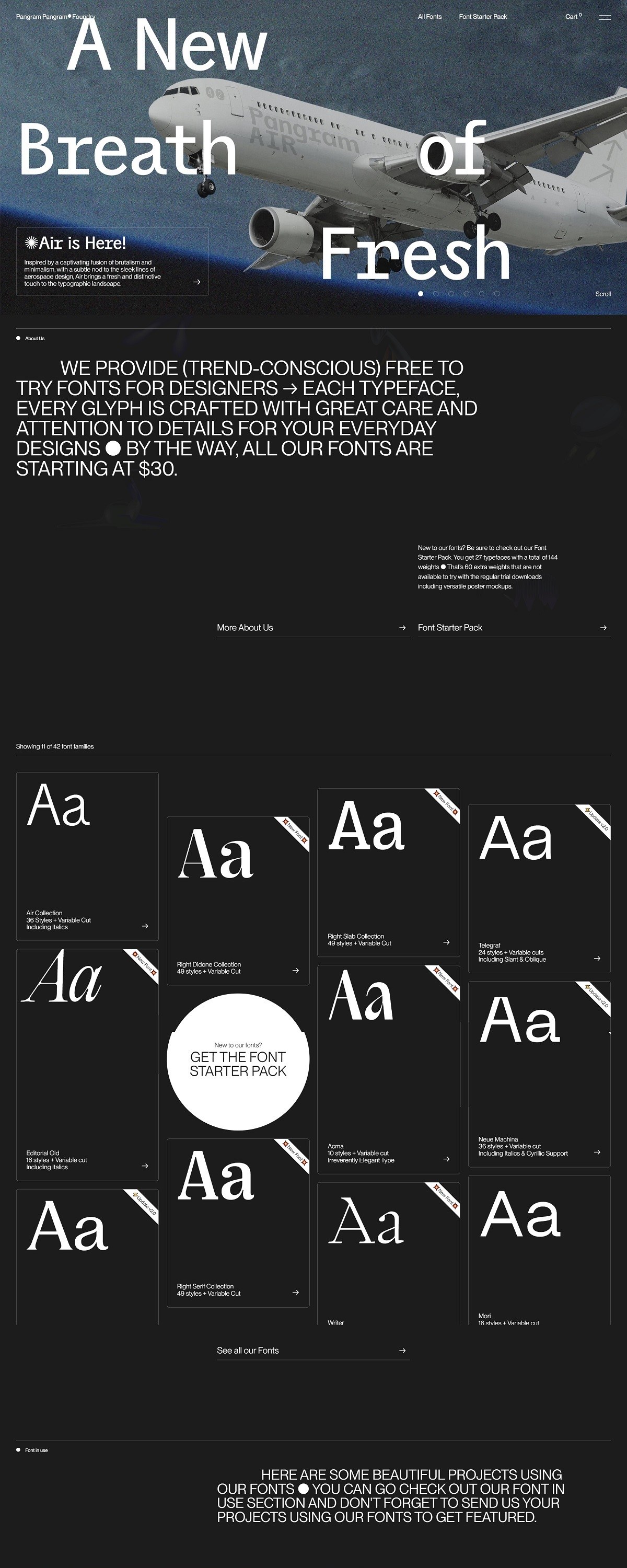 eCommerce website: Pangram Pangram Foundry