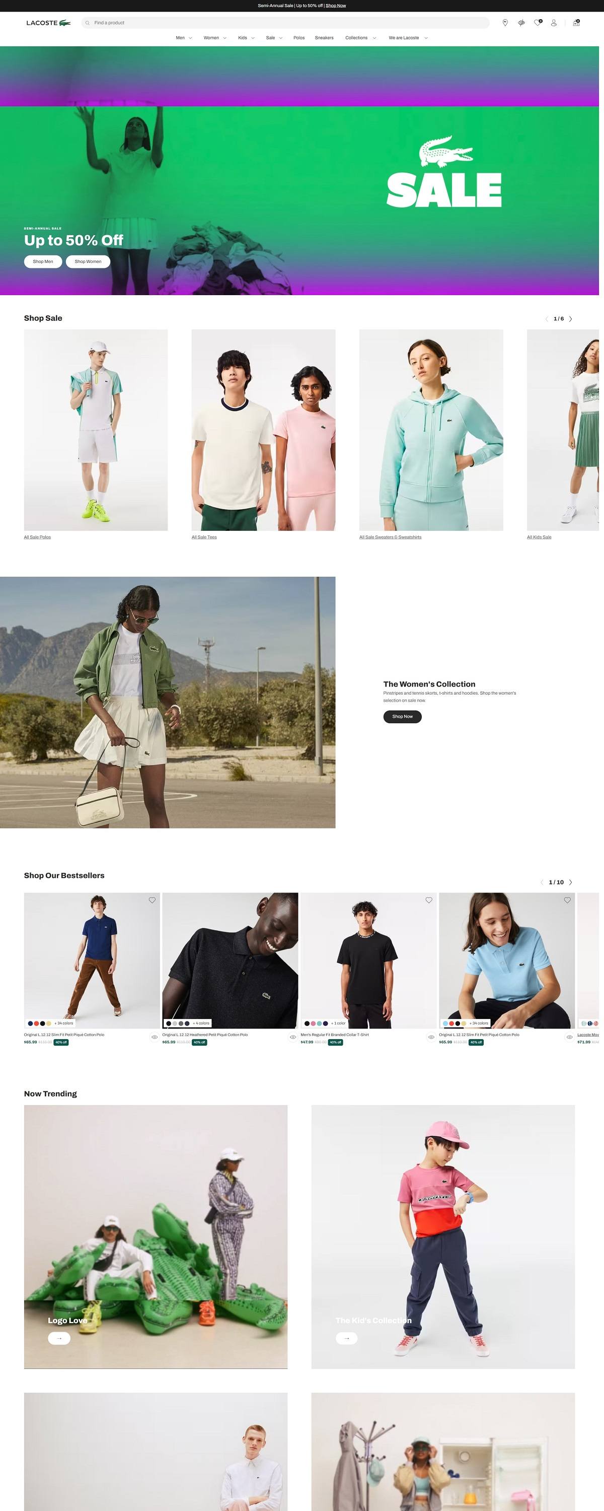 eCommerce website: Lacoste