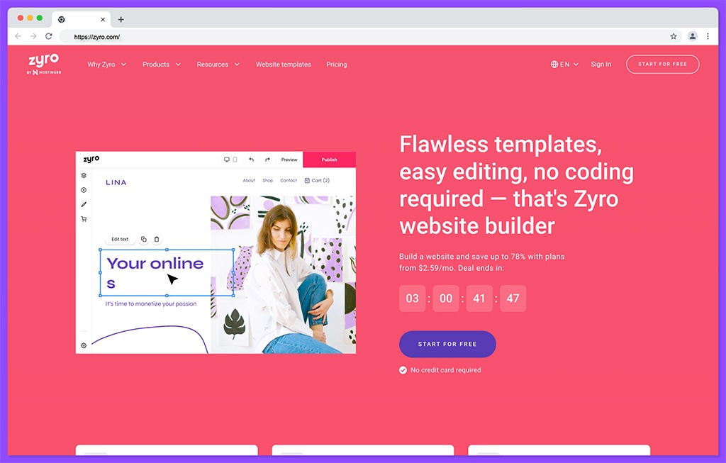 zyro - best one page website builder