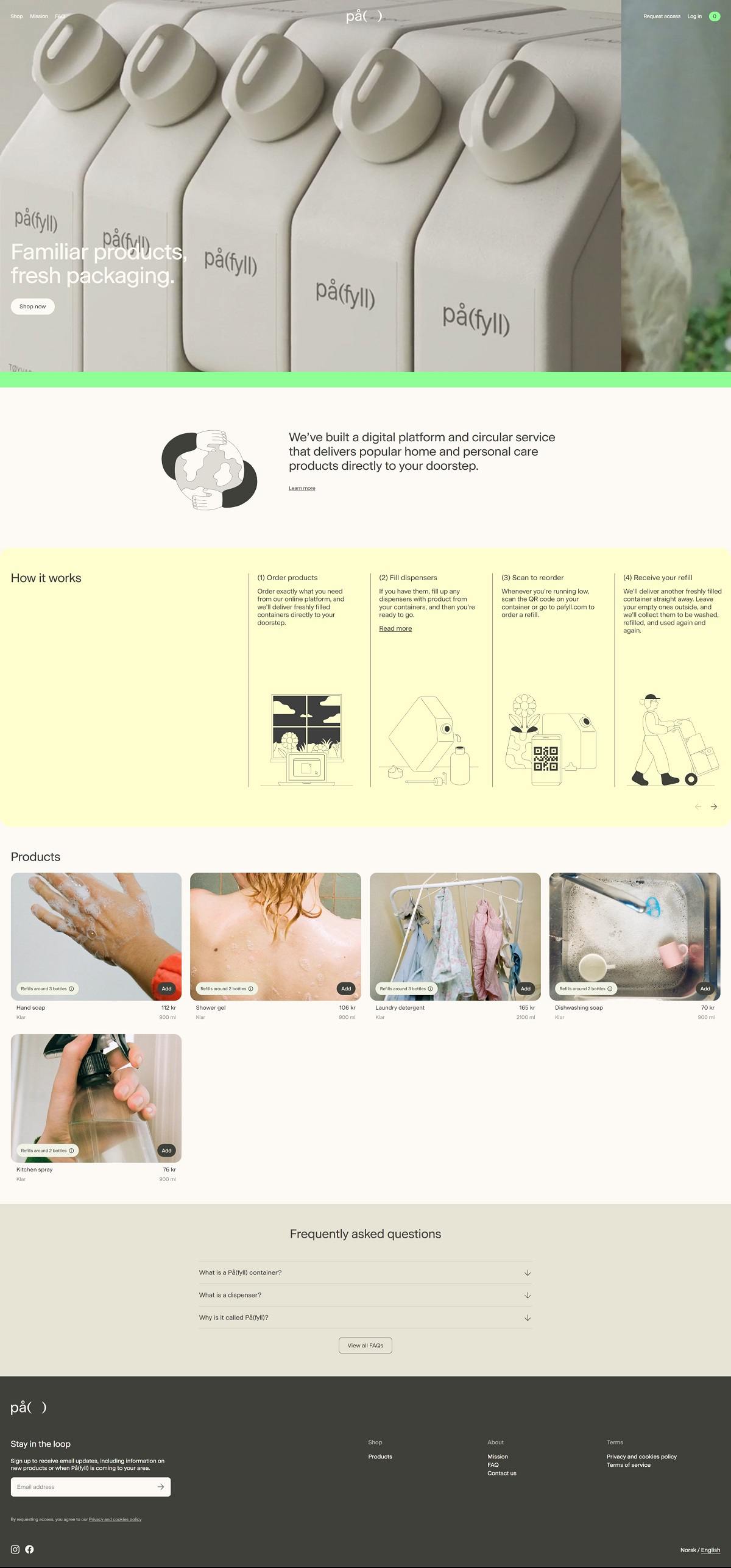 eCommerce website: Påfyll