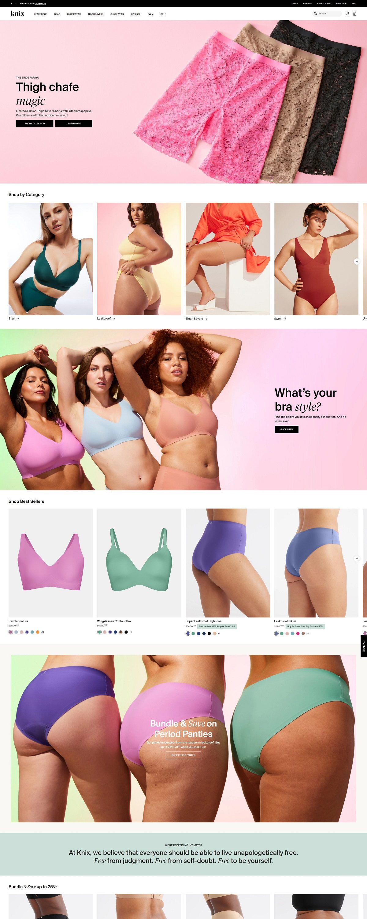 eCommerce website: Knix