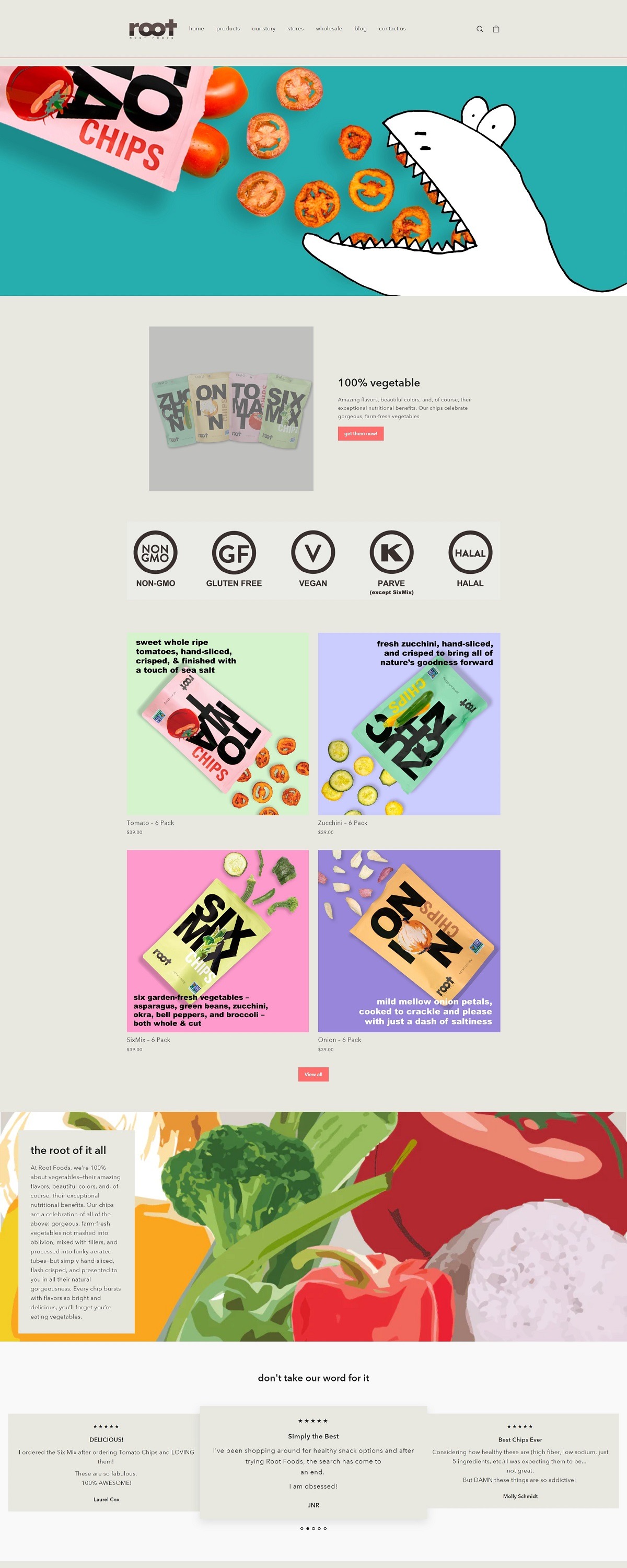 eCommerce website: Root Foods