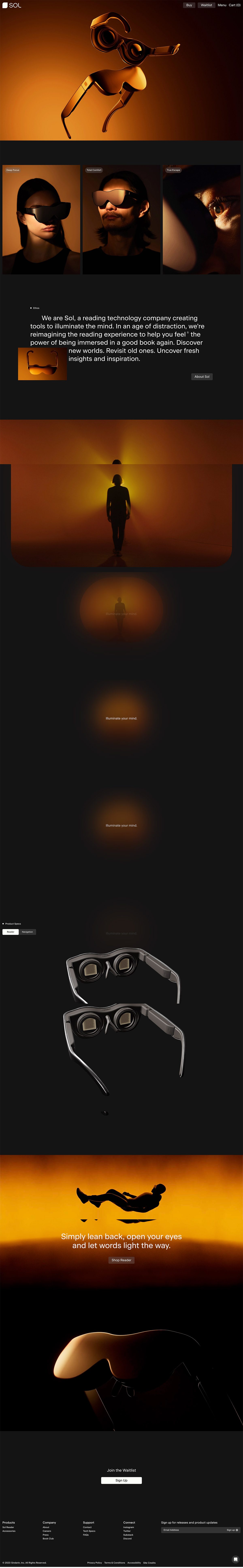 eCommerce website: Sol Reader