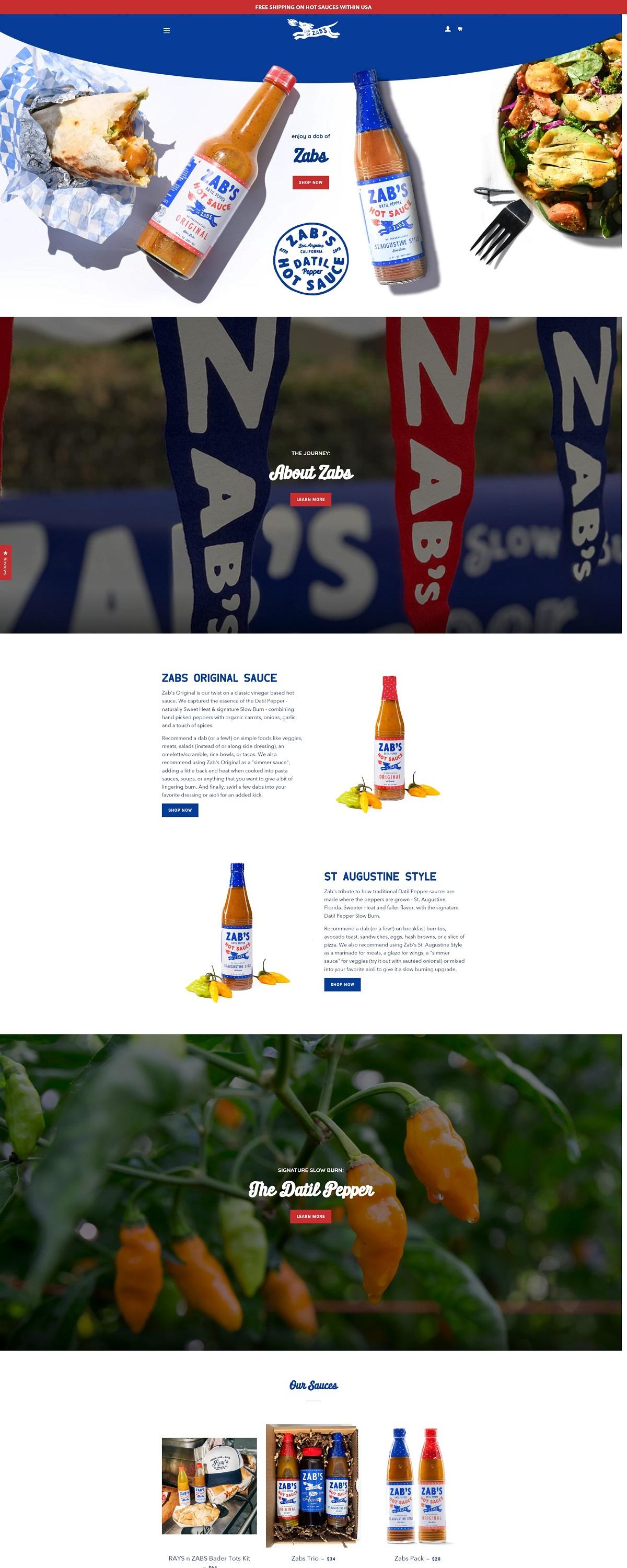 eCommerce website: Zab’s Hot Sauce