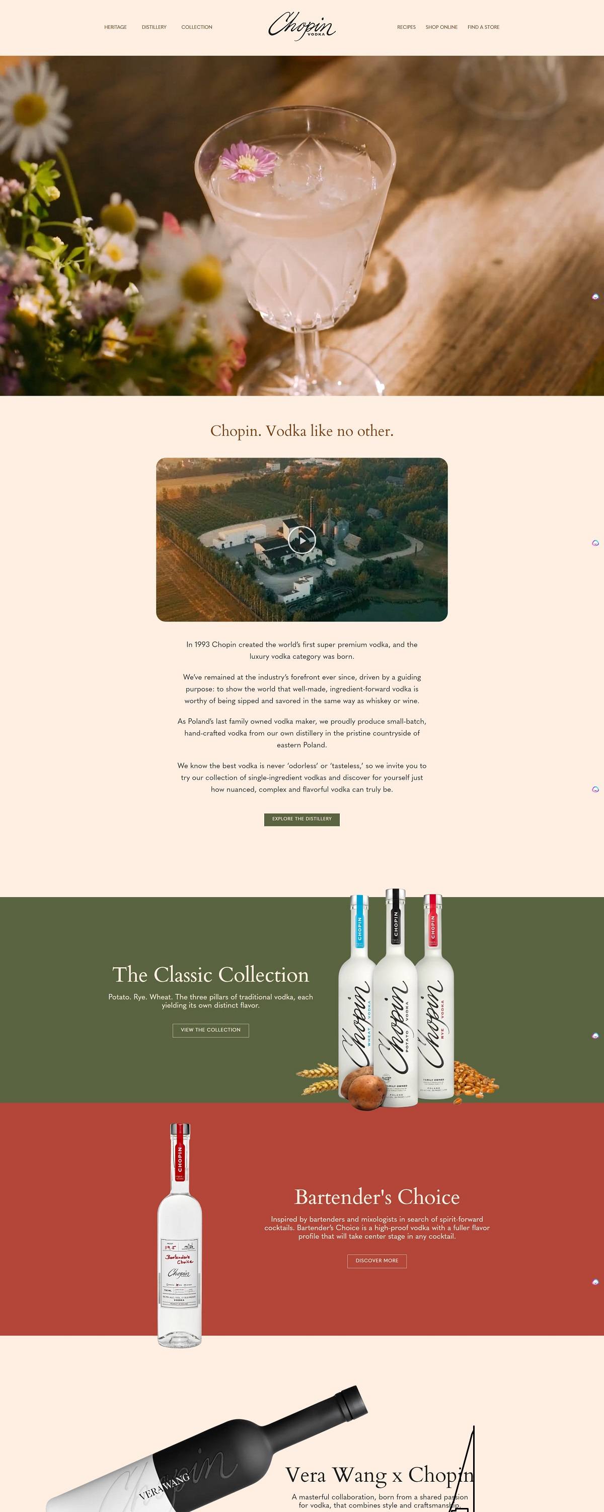 eCommerce website: Chopin Vodka