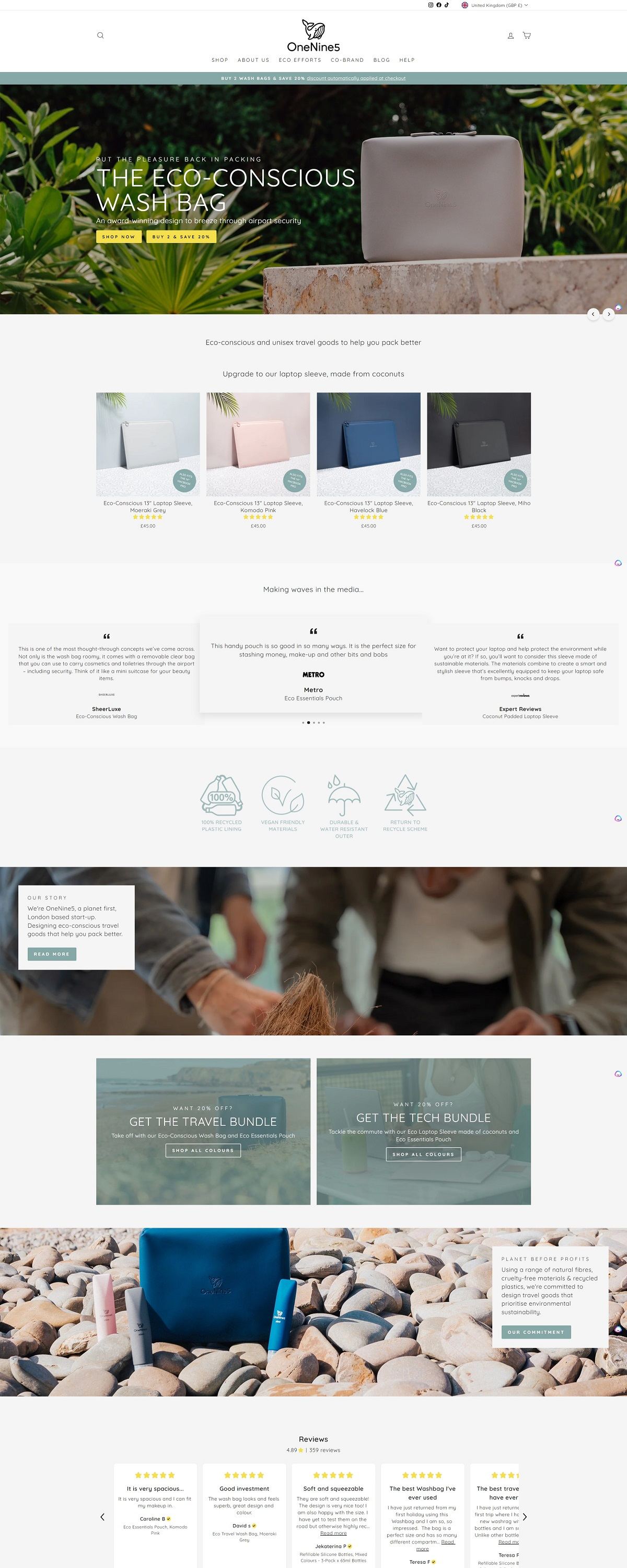 eCommerce website: OneNine5