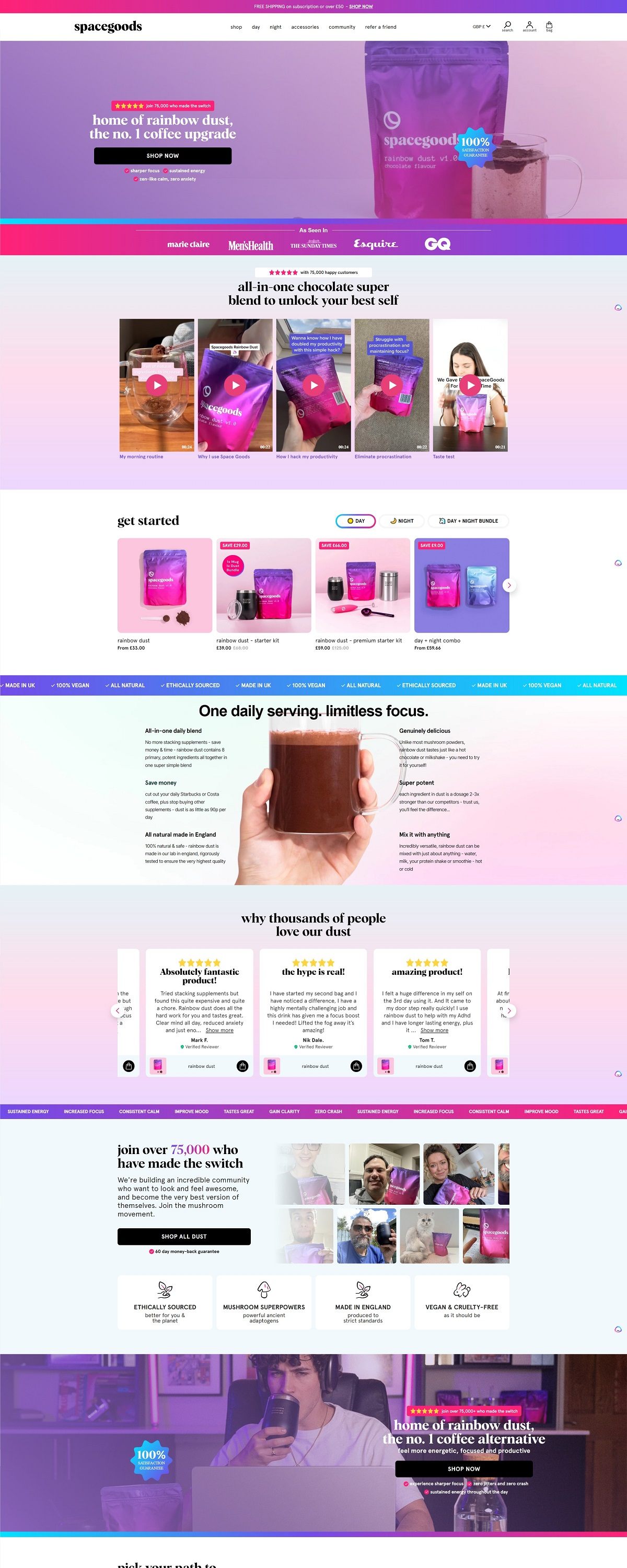 eCommerce website: Spacegoods