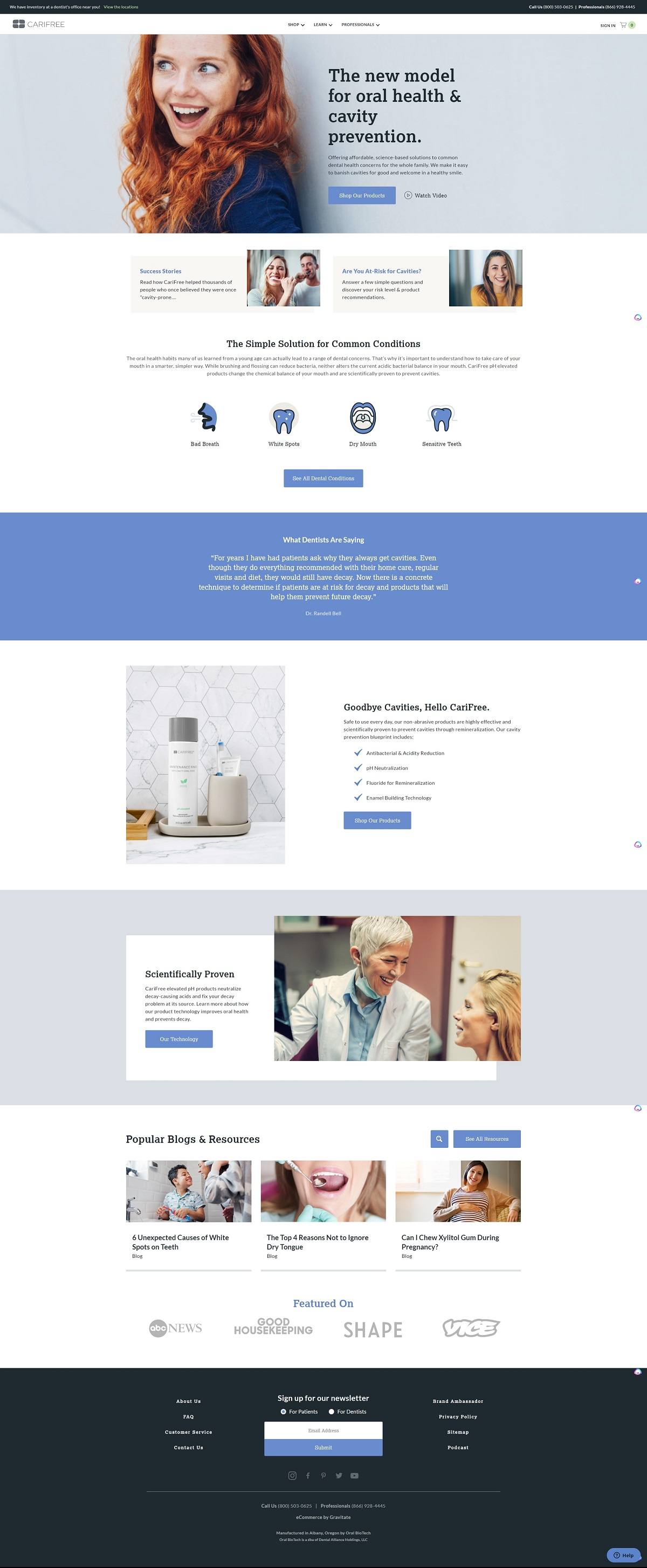 eCommerce website: CariFree
