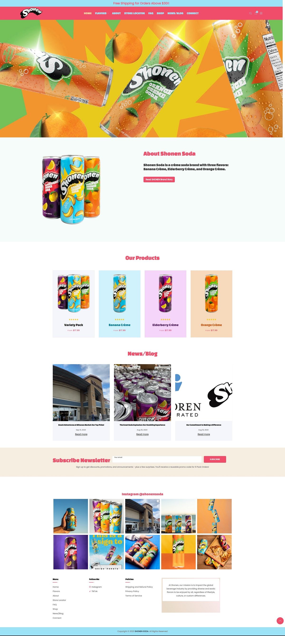 eCommerce website: Shonen Soda
