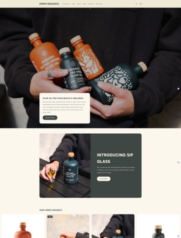 eCommerce website: Zimms Organics