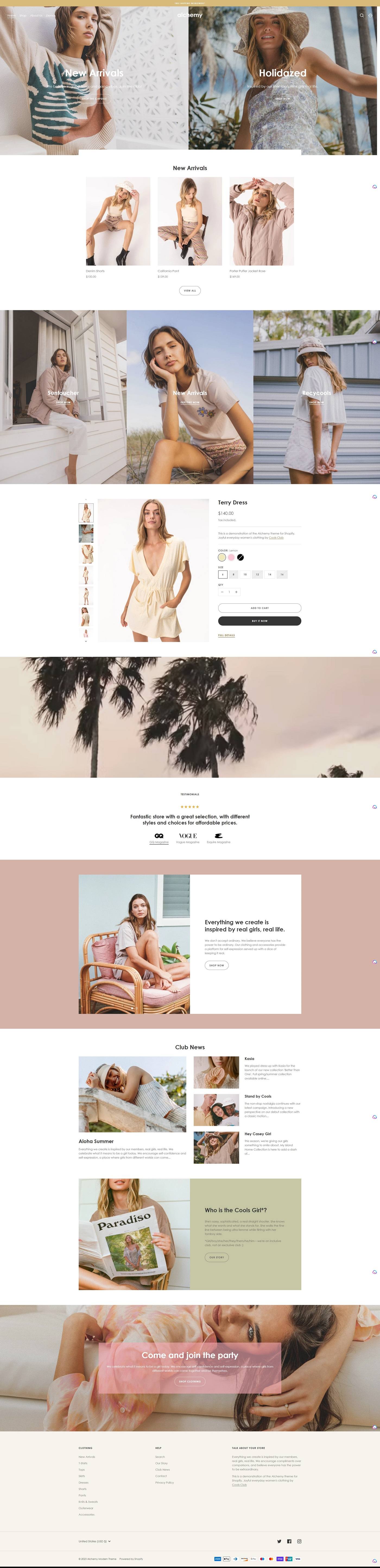 eCommerce website template: Alchemy